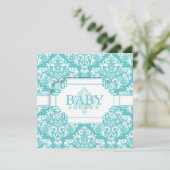 Delightful Robins Egg Blue Damask Kaart (Staand voorkant)
