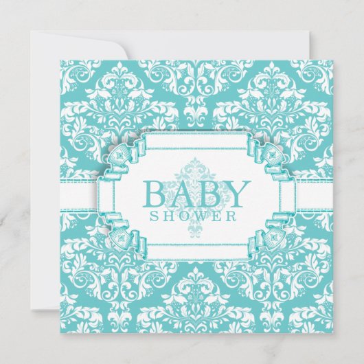 Delightful Robins Egg Blue Damask Kaart (Voorkant)