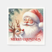 Delightful Santa Rudolph Holiday Party Napkins Servet (Voorkant)
