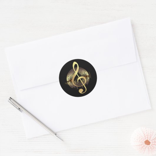 Delightful Tune - Gold  Ronde Sticker (Envelop)