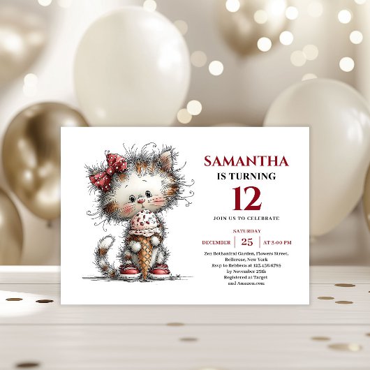 Delightful whimsical animals cat kids birthday kaart