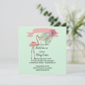 Deliicate bloemenkrans, roze flamingo's, kaart (Staand voorkant)