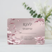 Deliicate Roze Bloemrijke Frame RSVP Kaart (Staand voorkant)