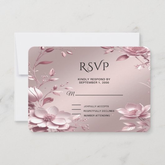 Deliicate Roze Bloemrijke Frame RSVP Kaart (Voorkant)