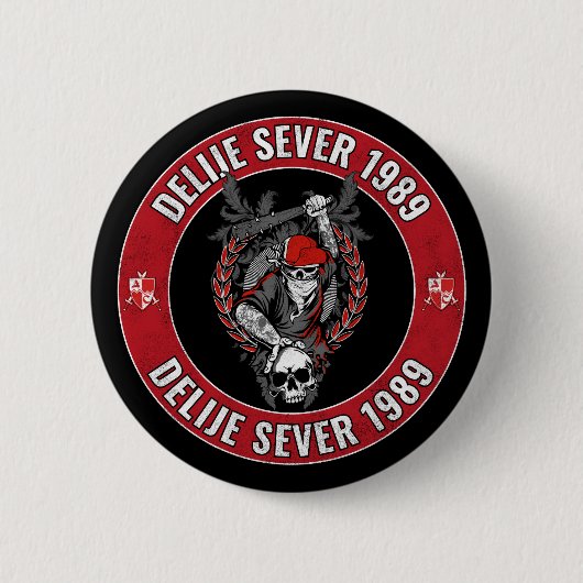 Delije Noord 1989 Rood Witte Ster Ronde Button 5,7 Cm (Voorkant)