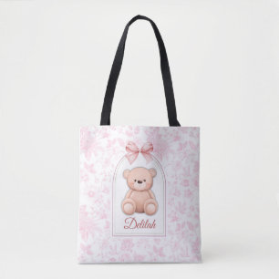 Delilah Aangepaste Roze Teddybeer Nursery Design Tote Bag