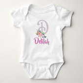 Delilah Name Baby Outfit Letter D Romper Floral (Voorkant)