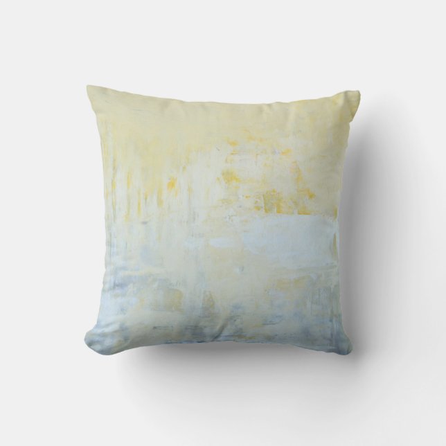 "Delivered" Gray and Yellow Abstract Art Pillow Kussen (Voorkant)