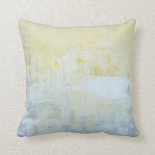 "Delivered" Gray and Yellow Abstract Art Pillow Kussen