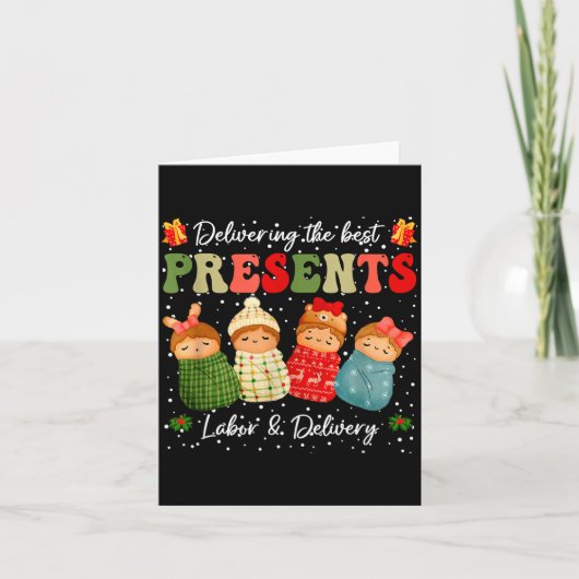 Delivering The Baby Labor Delivery Nurse Christmas Kaart (Voorkant)