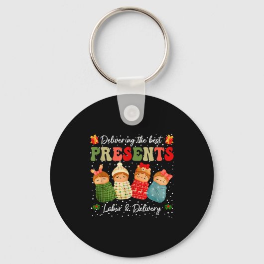 Delivering The Baby Labor Delivery Nurse Christmas Sleutelhanger (Voorkant)