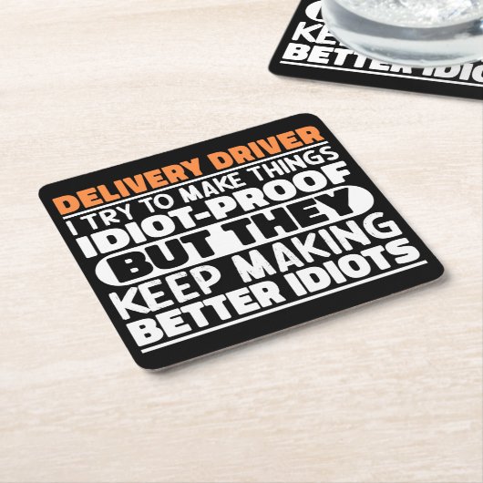 Delivery Driver Ik probeer dingen grappig te zegge Kartonnen Onderzetters (Schuin)