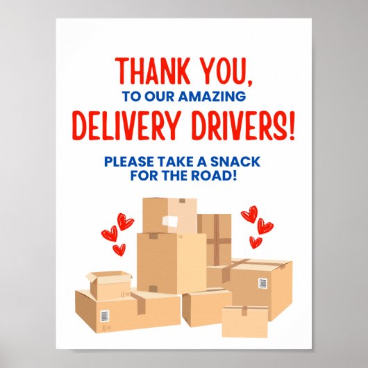 Delivery Driver Thank You Sign Poster (Voorkant)