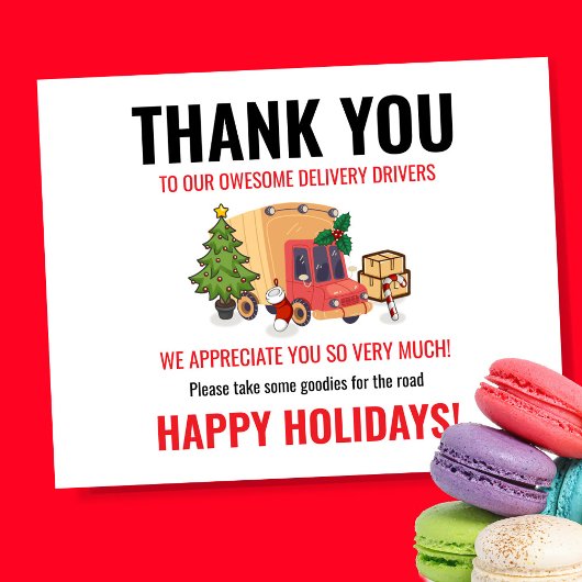 Delivery Driver Thank You Snack Sign Poster
