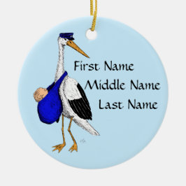 Delivery Stork Baby Boy Ornament