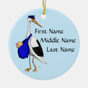 Delivery Stork Baby Boy Ornament