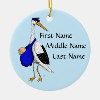 Delivery Stork Baby Boy Ornament