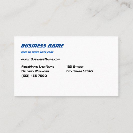 Delivery Van Blue Visitekaartje (Achterkant)