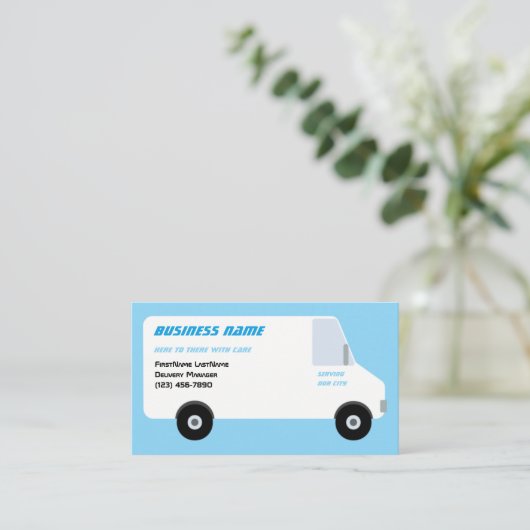 Delivery Van Blue Visitekaartje (Staand voorkant)
