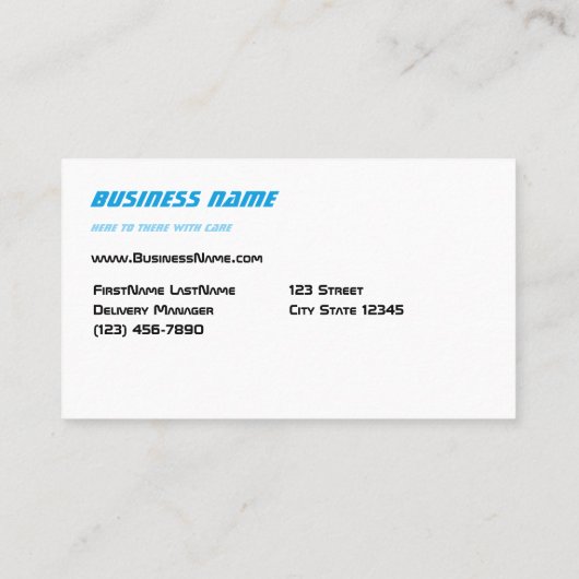 Delivery Van Blue Visitekaartje (Achterkant)