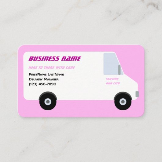Delivery Van Pink Visitekaartje (Voorkant)