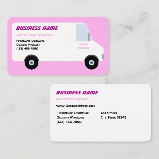 Delivery Van Pink Visitekaartje (Voorkant / Achterkant)
