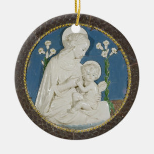 Della Robbia Maagd met lelies Blauwe Witte Madonna Keramisch Ornament