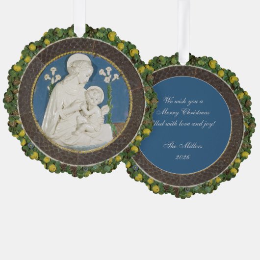 Della Robbia Maagd van de Lelies Vruchten Kerstmis Ornament Kaart (Voorkant / Achterkant)