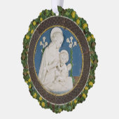 Della Robbia Maagd van de Lelies Vruchten Kerstmis Ornament Kaart (Links)