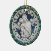 Della Robbia Madonna Child Cherubs Garland Blue Keramisch Ornament (Rechts)