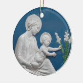 Della Robbia Madonna & Child w/Lilies Blue White Keramisch Ornament (Links)