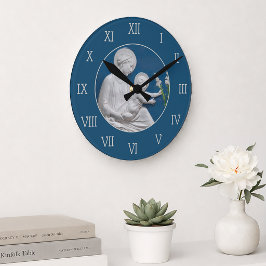 Della Robbia Madonna Kind en Lelies Blauw Wit Ronde Klok