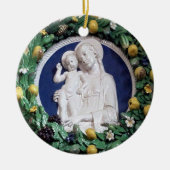 Della Robbia Madonna met Kind- en Vruchtgrond Keramisch Ornament (Voorkant)
