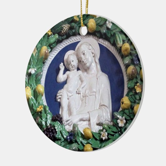 Della Robbia Madonna met Kind- en Vruchtgrond Keramisch Ornament (Links)