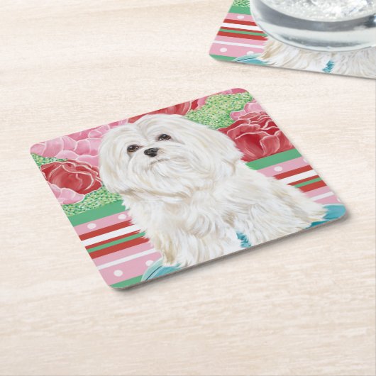 Della Roos Maltese Kartonnen Onderzetters (Schuin)