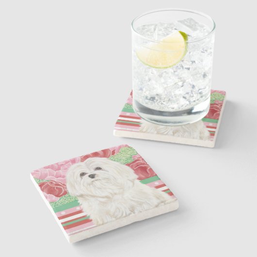 Della Roos Maltese Stenen Onderzetter (Zijkant)