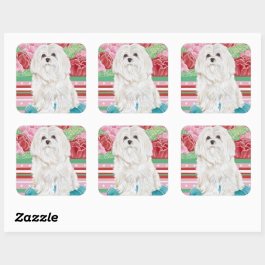 Della Roos Maltese Vierkante Sticker (Vel)