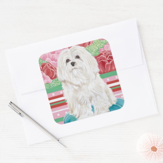 Della Roos Maltese Vierkante Sticker (Envelop)