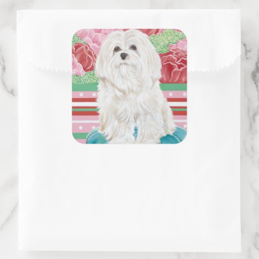 Della Roos Maltese Vierkante Sticker (Tas)