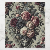 🩸 Dellamorte Dellamore – Gotisch bloemontwerp Wijn Etiket (Enkel label)