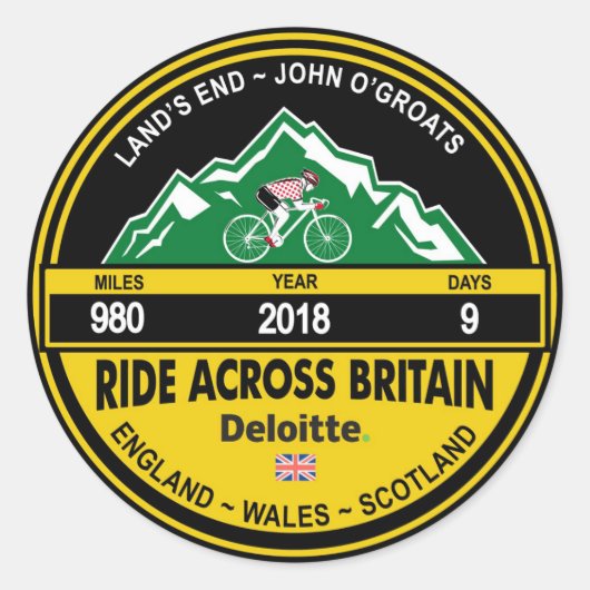 Deloitte RIDE ACROSS BRITAIN 2018 Ronde Sticker (Voorkant)