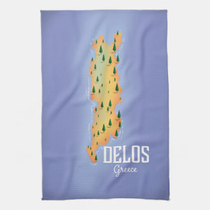Delos Griekenland Kaart reisposter Theedoek