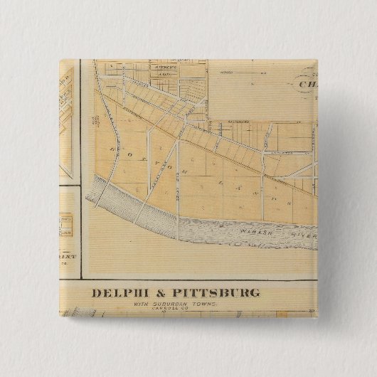 Delphi en Pittsburg met voorsteden Vierkante Button 5,1 Cm (Voorkant)