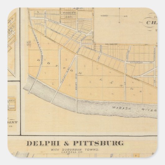 Delphi en Pittsburg met voorsteden Vierkante Sticker (Voorkant)