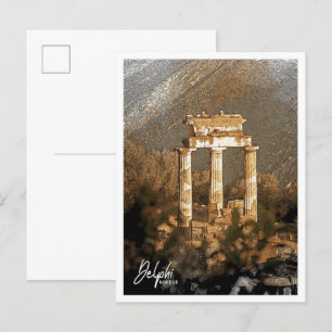 Delphi Griekenland Mooi kleurenpotloodlandschap Briefkaart