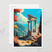 Delphi Griekenland vintage reisillustratie Briefkaart (Voorkant / Achterkant)