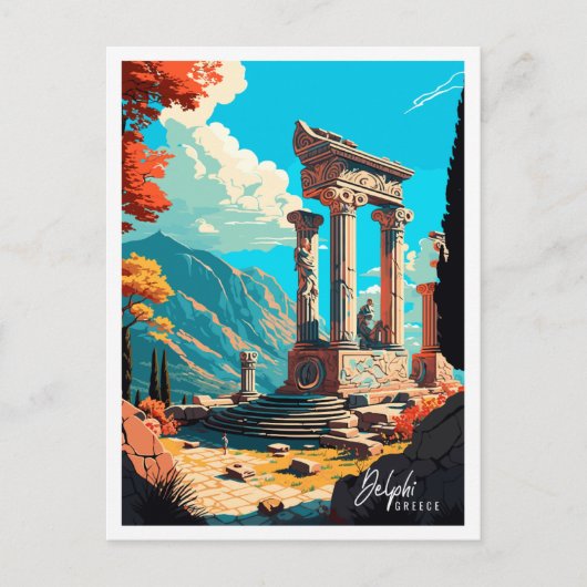 Delphi Griekenland vintage reisillustratie Briefkaart (Voorkant)