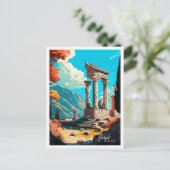 Delphi Griekenland vintage reisillustratie Briefkaart (Staand voorkant)