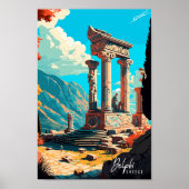 Delphi Griekenland vintage reisillustratie Poster (Voorkant)