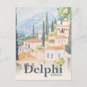 Delphi Griekenland Waterverf reisillustratie Briefkaart (Voorkant)
